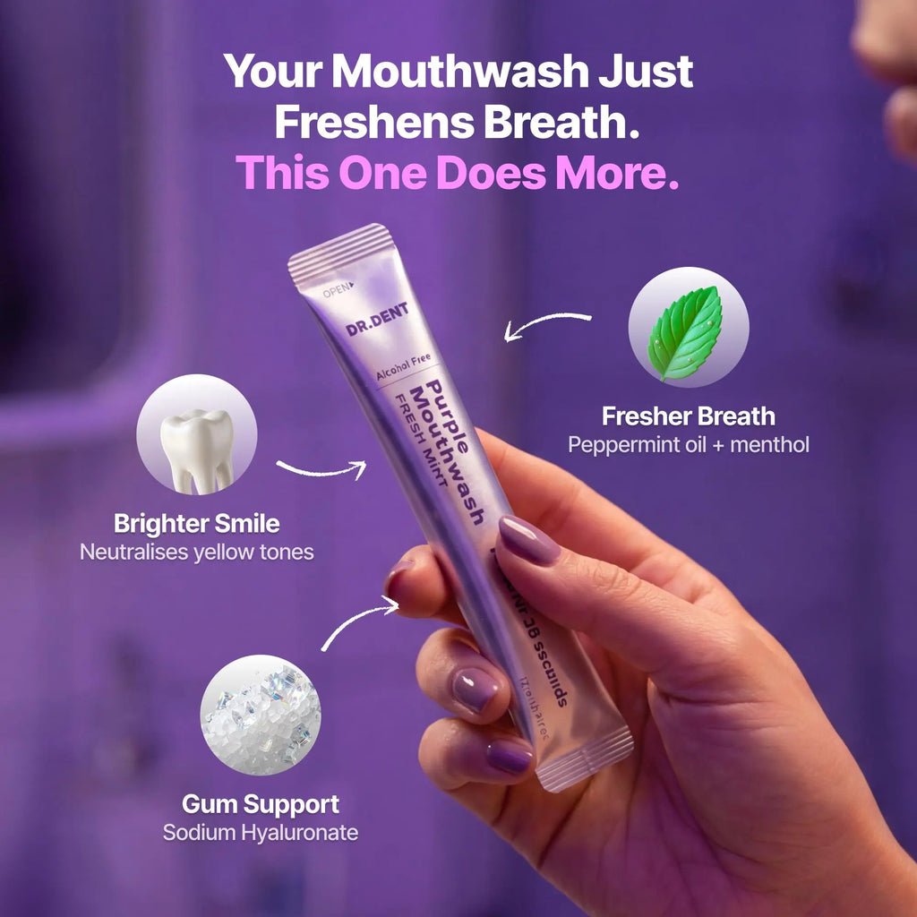DR.DENT the Purple Duo - Purple Mouthwash [20 Uses] + Purple Teeth Whitening Strips - [7 Whitening Sessions]