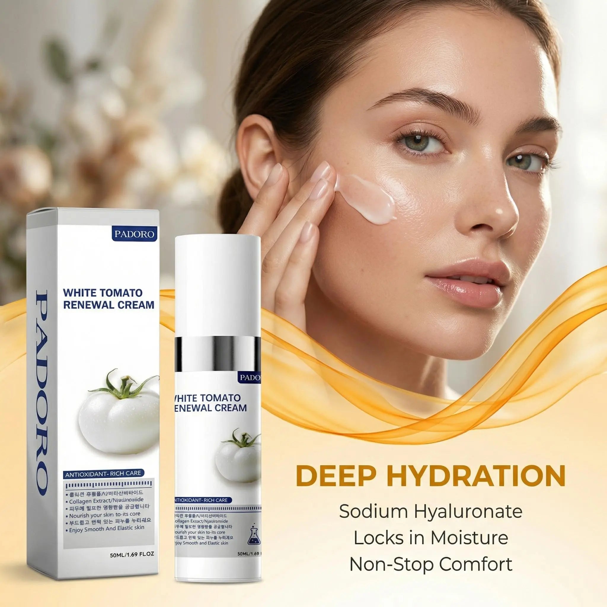 [Padoro]White Tomato Cream / Youthful Formula Ultimate Moisturizing Cream / anti Wrinkle Moisturizer / Collagen, Niacinamide, Centella Asiatica, Hyaluronic Acid / Wrinkles, Skincare Hydrating Daily Moisturizer Moisture Hydrate(50Ml/1.69Fl Oz)